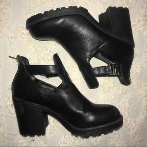 Black Faux Leather Booties